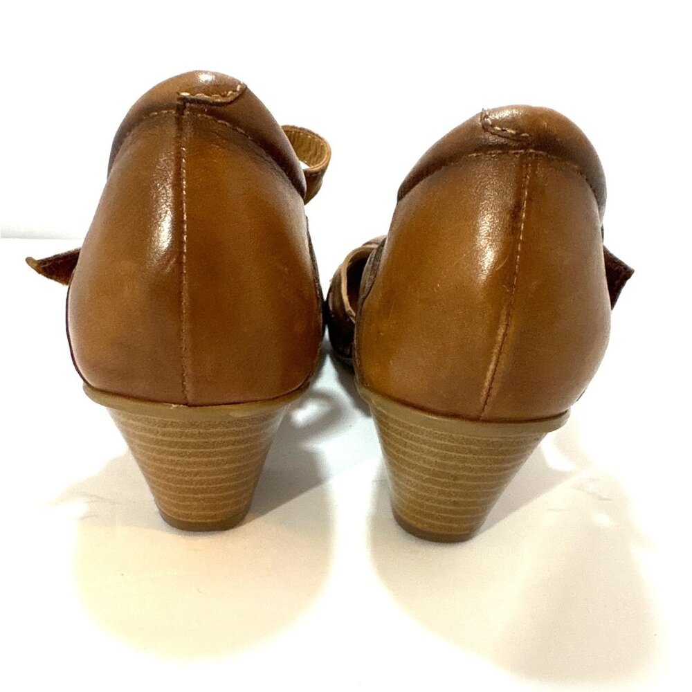 Earth Origins Lynx Brown Leather Mary Jane Heeled Shoes Size 11C Comfort Design - Picture 5 of 7